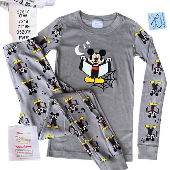 Hanna Andersson x Disney Vampire Mickey Mouse Halloween Pajama Set Kids Sz 8 - Picture 1 of 6
